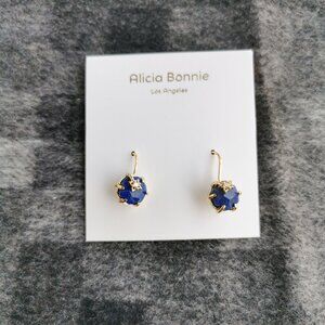 Alicia Bonnie Gem Star Gold Blue Lapis Drop Earrings BRAND NEW